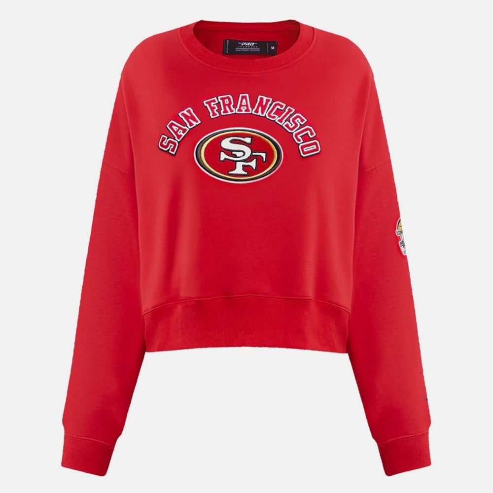San Francisco 49ers Pro Standard Cropped  Crewneck Sweatshirt Red Embroidered-L